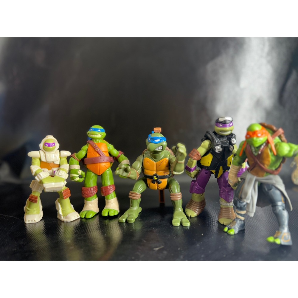 TMNT Action Figure Lot Leonardo Michelangelo Donatello Playmates Toys 5pc Set